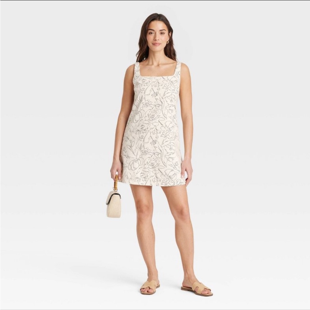 A New Day Tank Mini Shift Dress cotton/linen Size XS